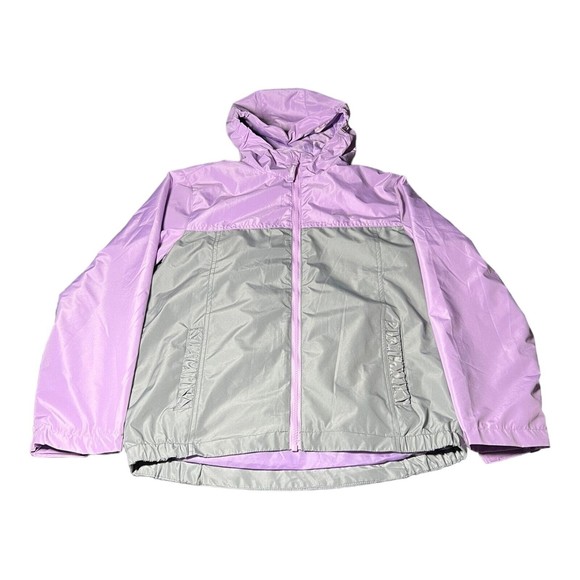 Eddie Bauer Purple & Gray Full Zip Hooded Windbreaker Jacket Youth Size Large - Picture 2 of 6